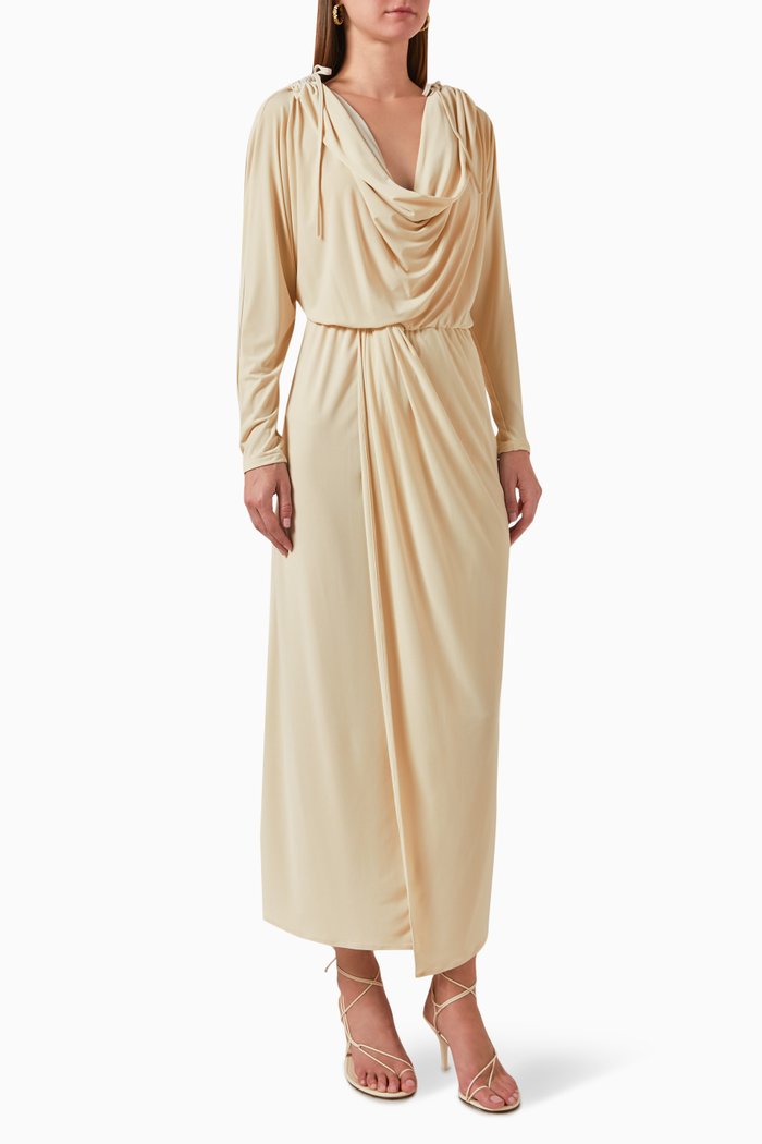 

Draped Cowl-neck Dress, Grey