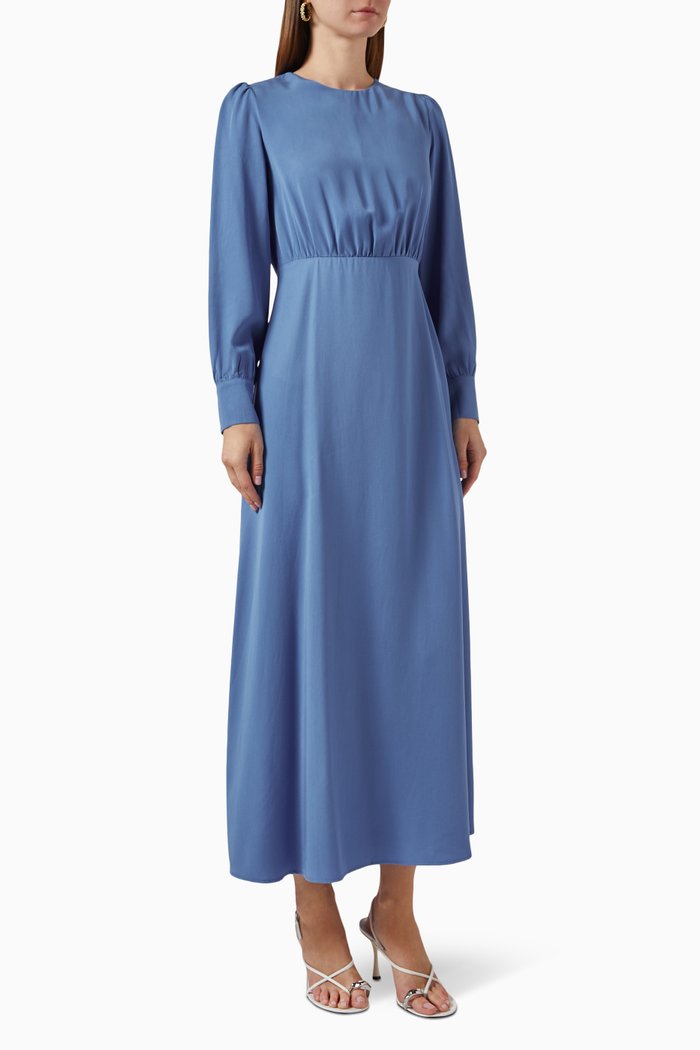 

Puff-sleeve Maxi Dress, Blue