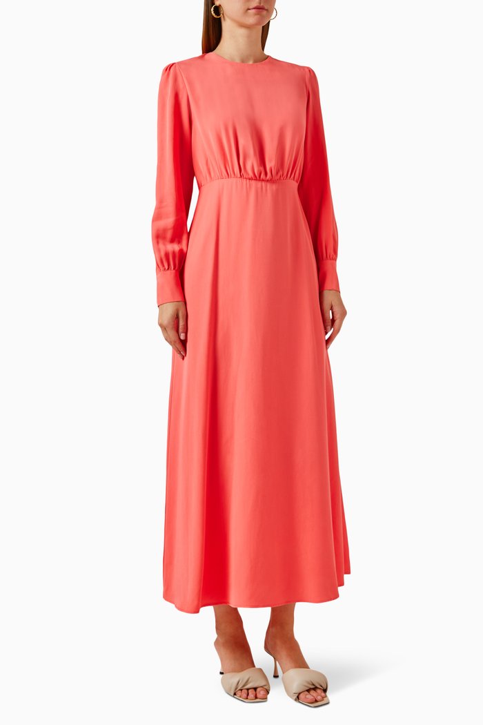 

Puff-sleeve Maxi Dress, Orange