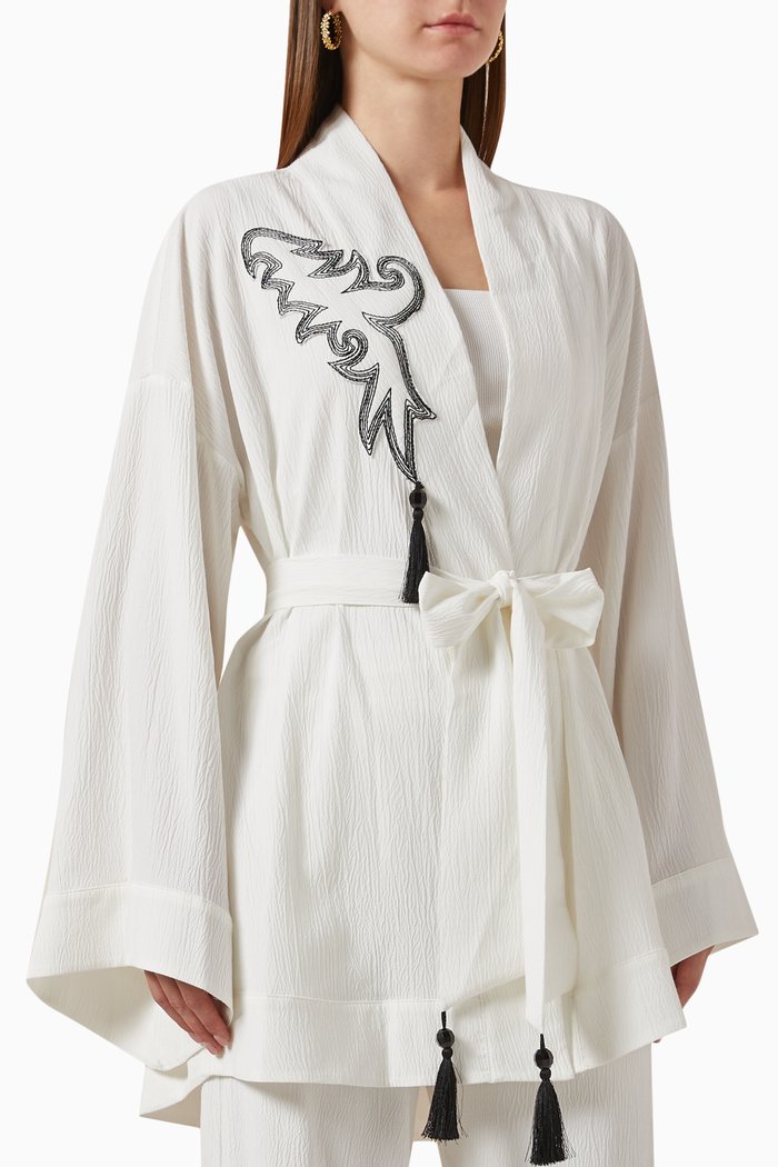 

Embroidered Jacket & Top Set, White