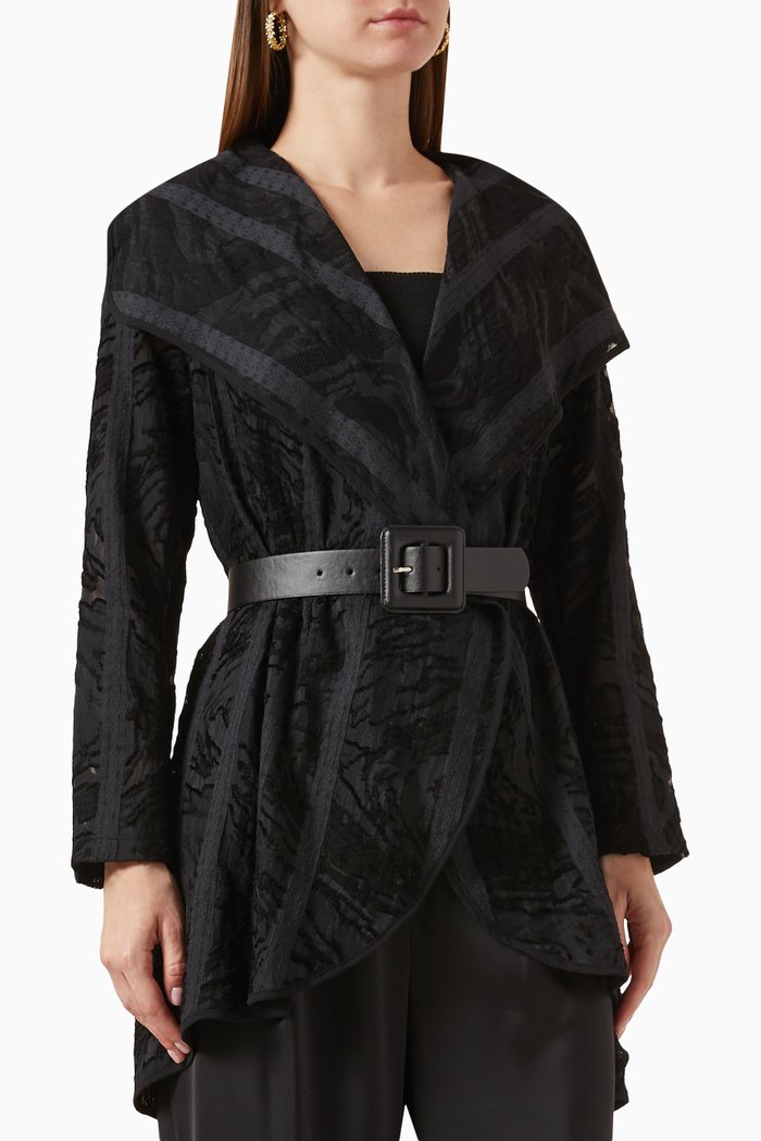 

Belted Jacket & Top Set, Black