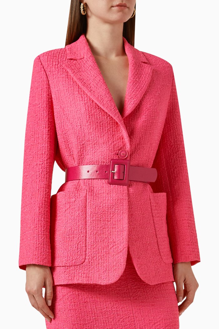 

Textured Belted Jacket, Pink