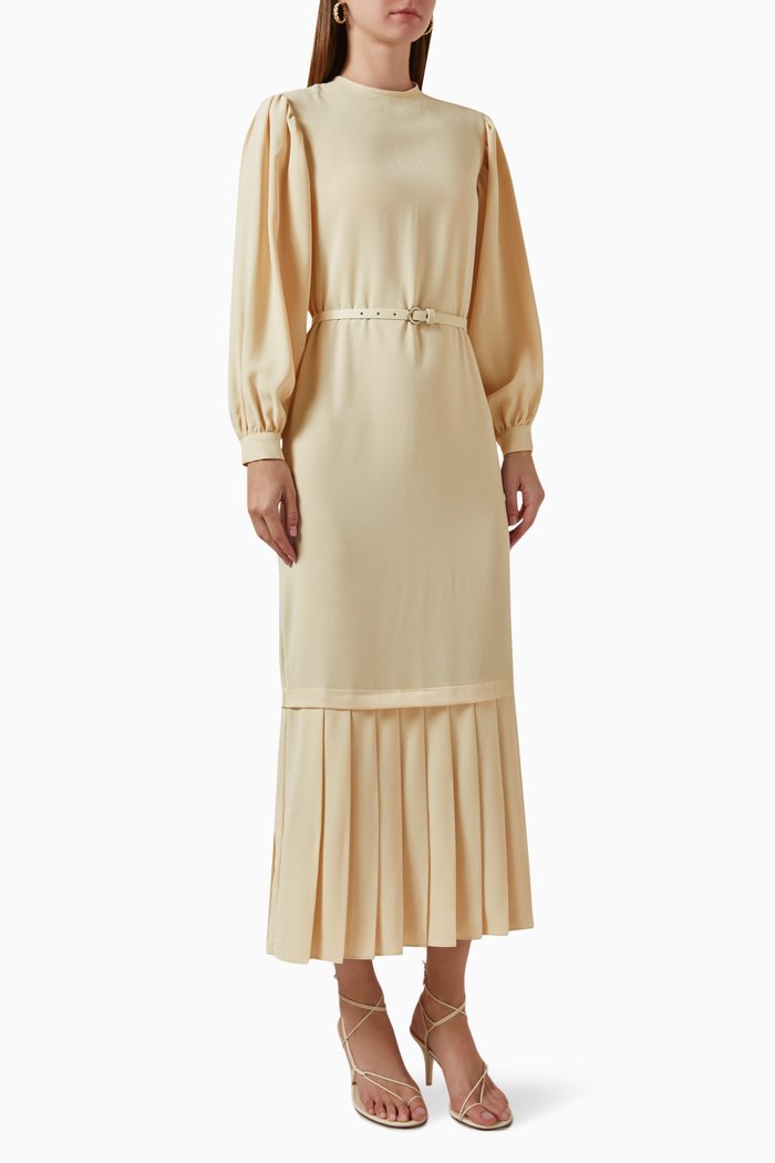 

Pleated Hem Dress, Neutral
