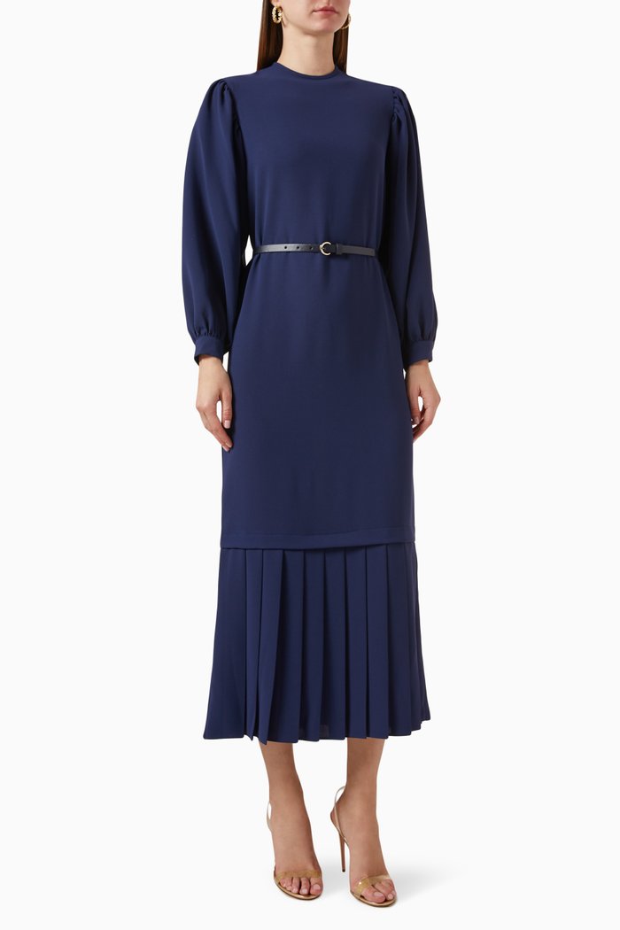 

Pleated Hem Dress, Blue