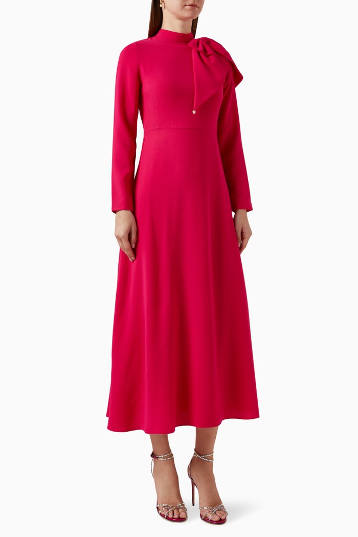 

Long-sleeve Bow Dress, Pink