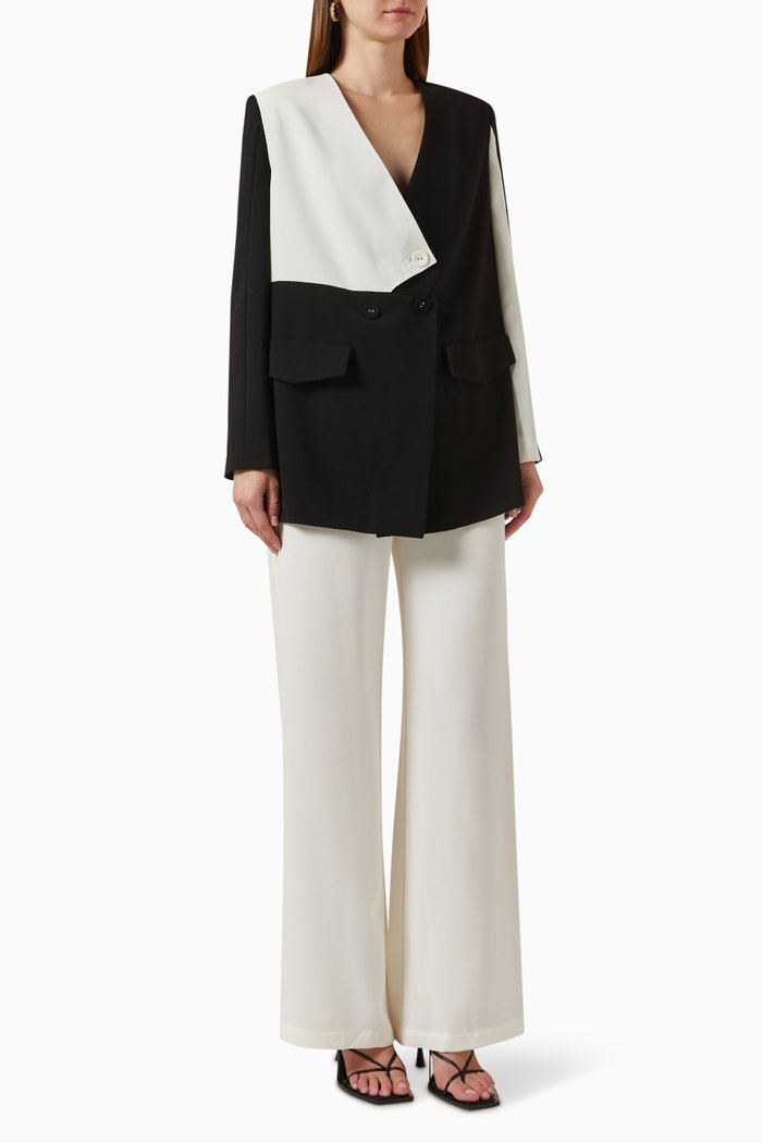 

Two-tone Jacket & Pants Set, Black