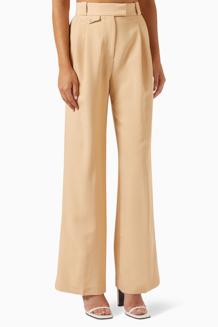 

Irena High-waist Tailored Pants, Neutral