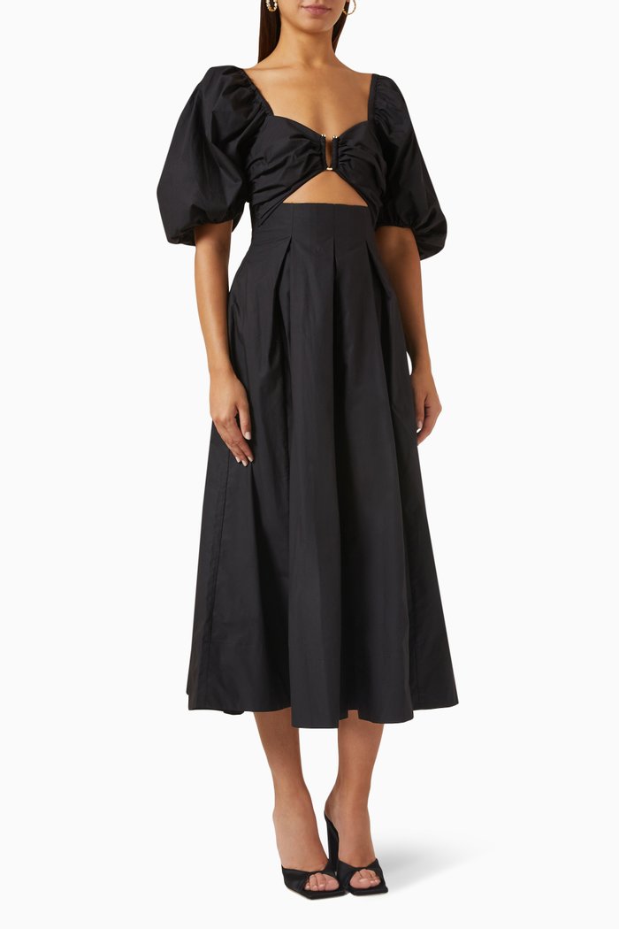 

Mareva Cut-out Midi Dress in Cotton, Black
