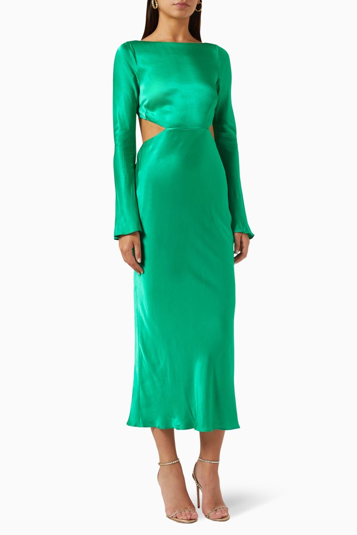 Lana Open Back Midi Dress, Green