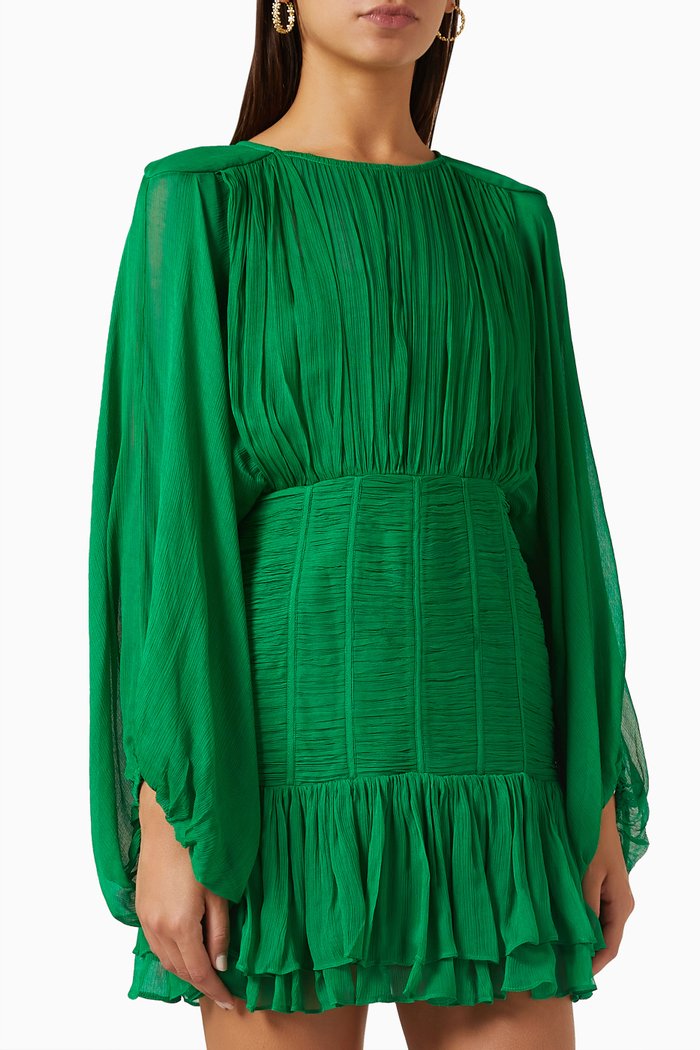 

Malina Ruched Panelled Mini Dress, Green