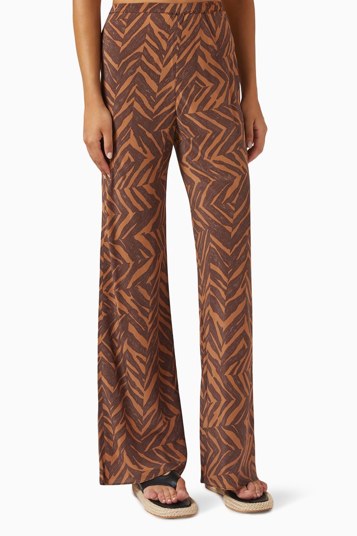 

Alene Bias-cut Pants in Silk, Brown