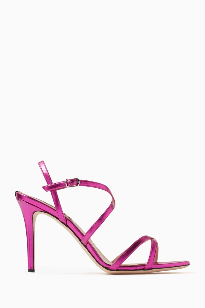 

Jill 90 Sandals in Metallic Leather, Pink