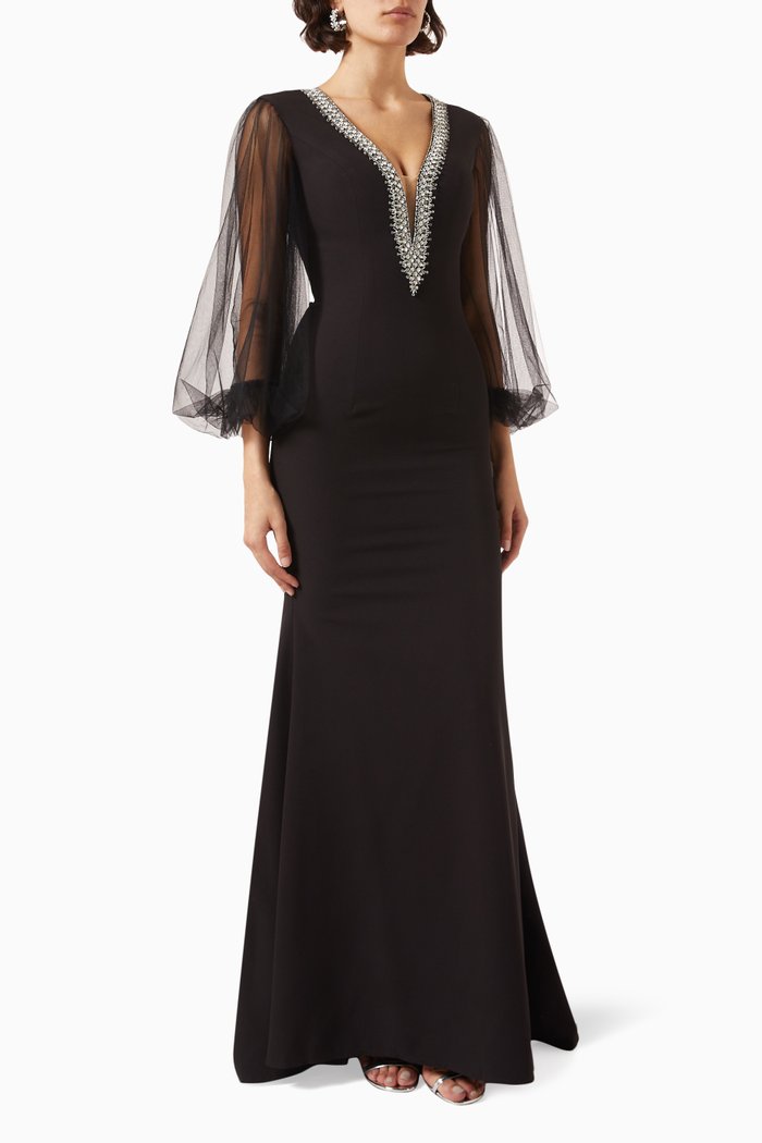

Crystal-embellished Mermaid Gown, Black