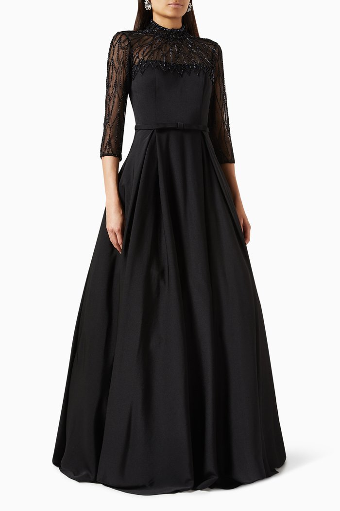 Bead Embellished Gown, Black