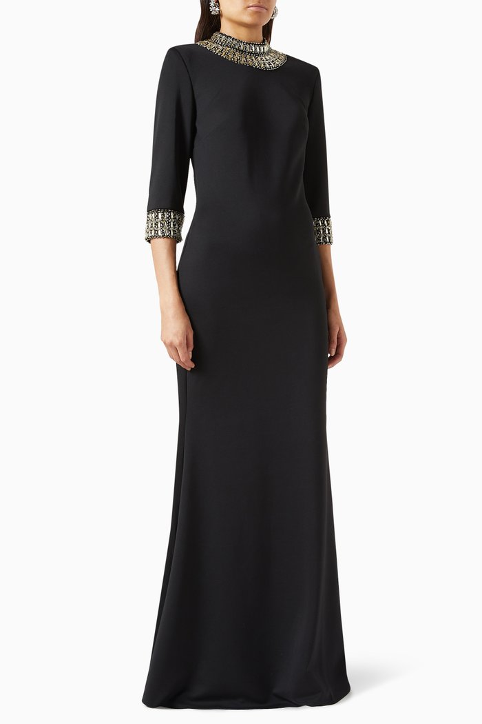 

Classic Embellished Maxi Gown, Black