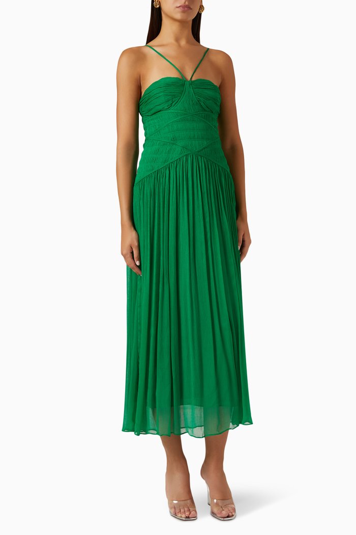 

Malina Ruched Bodice Midi Dress, Green