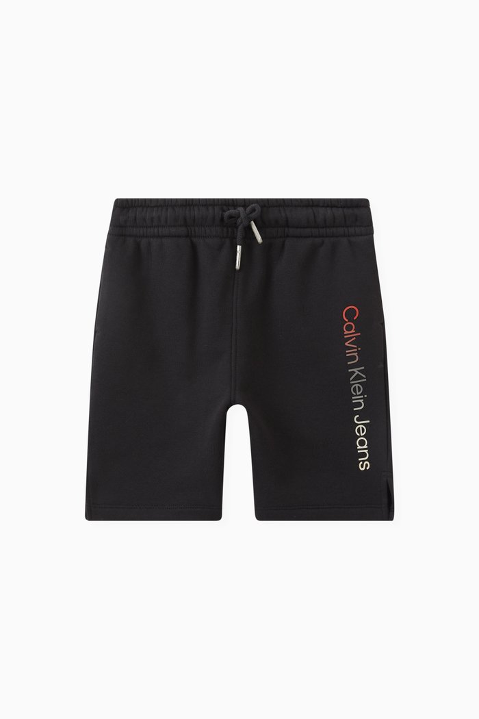 Gradient Logo-print Shorts in Cotton, Black