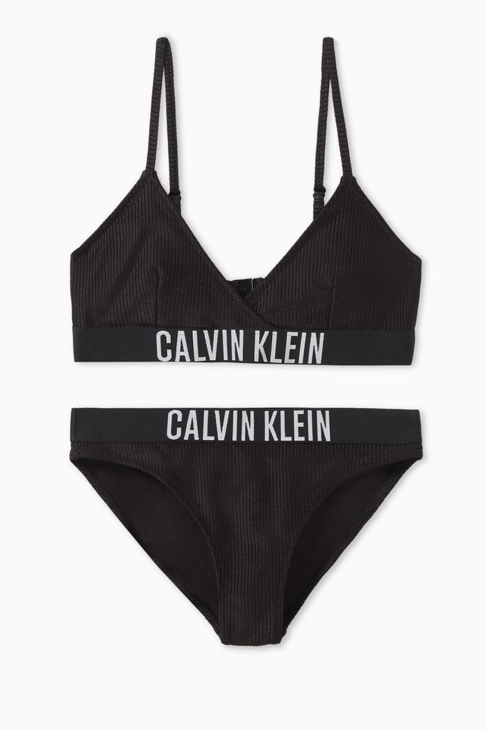 Intense Power Triangle Bikini Set in Recycled Nylon, Black