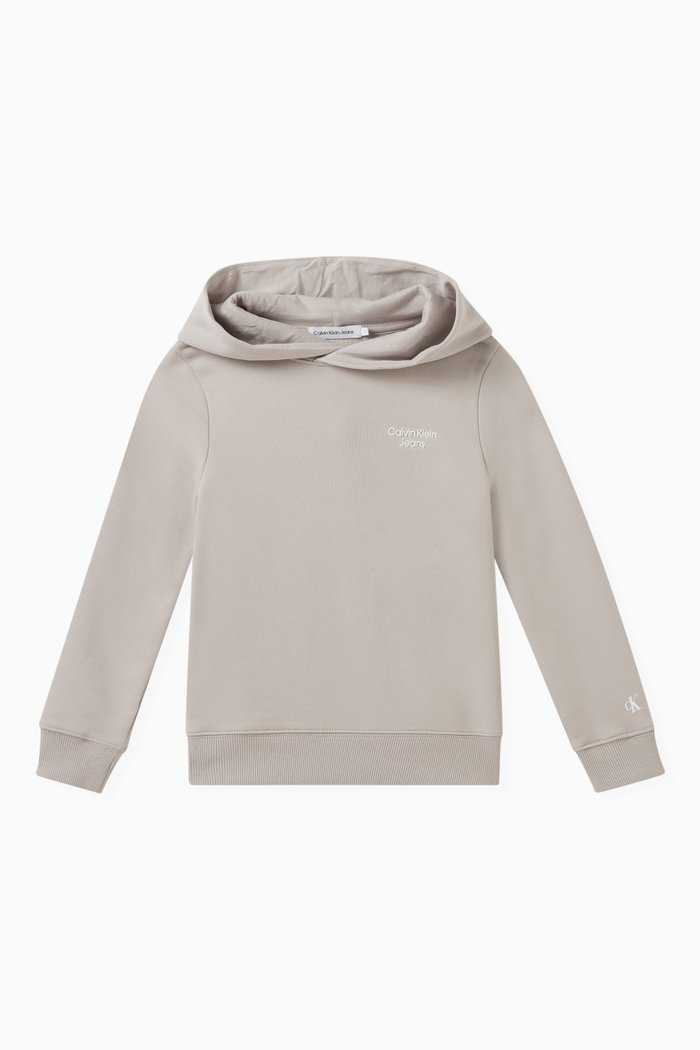 

Hoodie in Organic Cotton-blend Terry, Grey