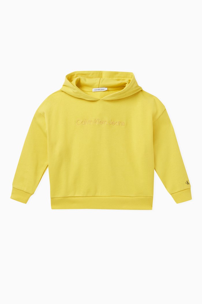 

Embroidered Logo Hoodie in Cotton, Yellow