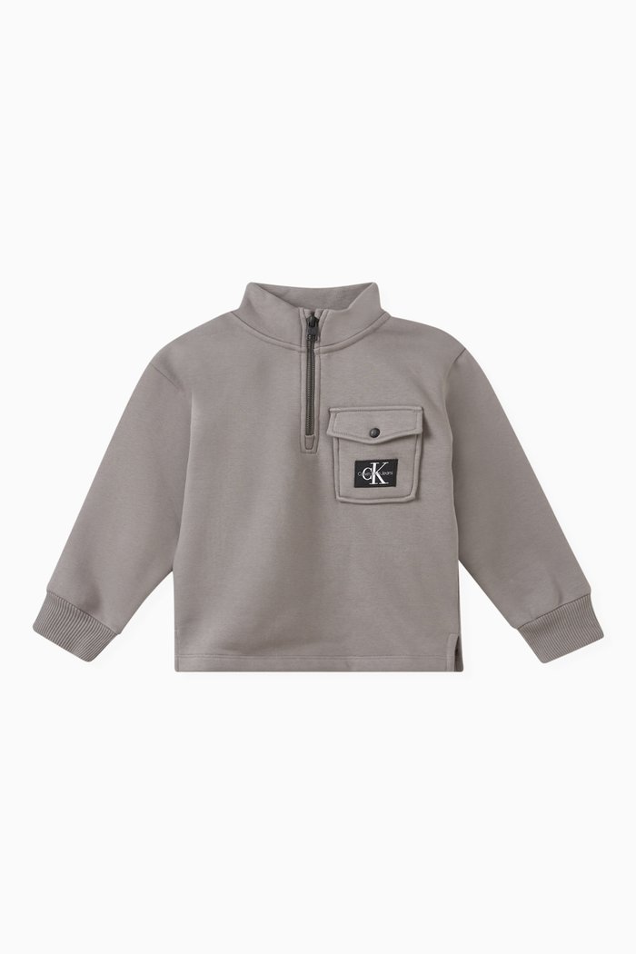 

Logo-patch Sweatshirt in Organic Cotton-blend, Grey