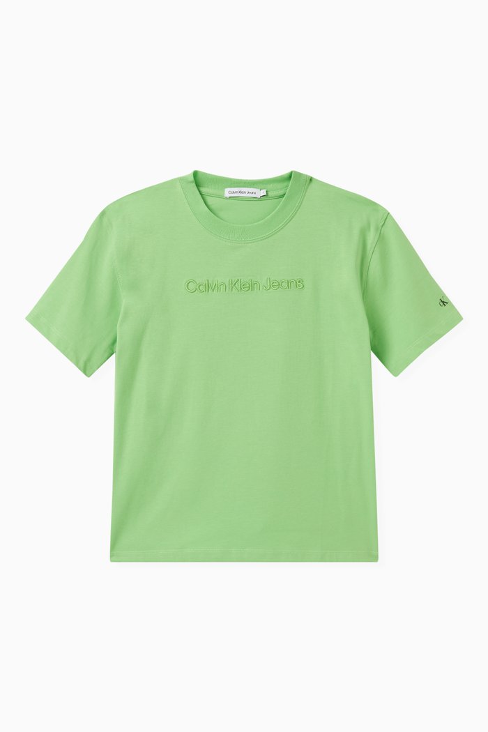 

Logo-embroidered T-shirt in Cotton, Green