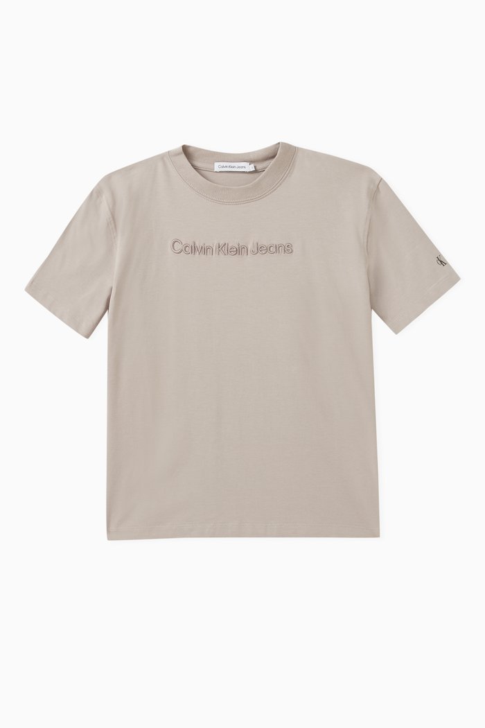 

Logo-embroidered T-shirt in Cotton, Grey