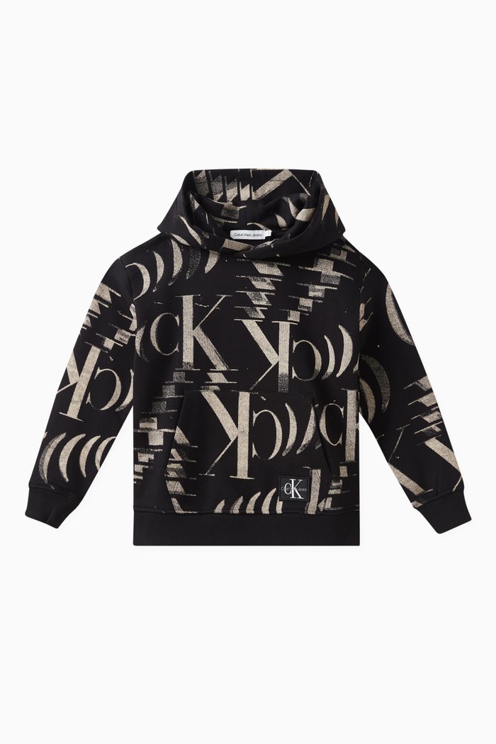 

Logo Monogram Hoodie in Cotton, Black