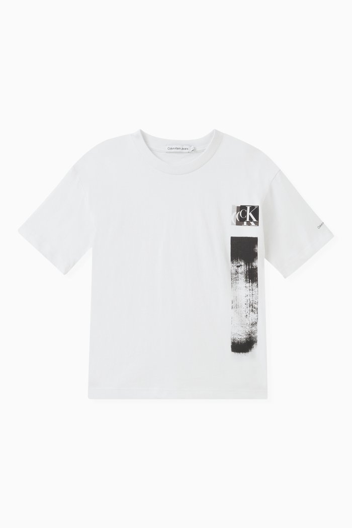 

Glitched Monogram T-shirt in Organic Cotton Jersey Blend, White