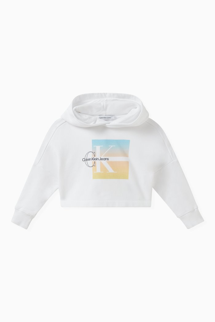 

Boxy Logo Graphic Hoodie in Cotton terry, White