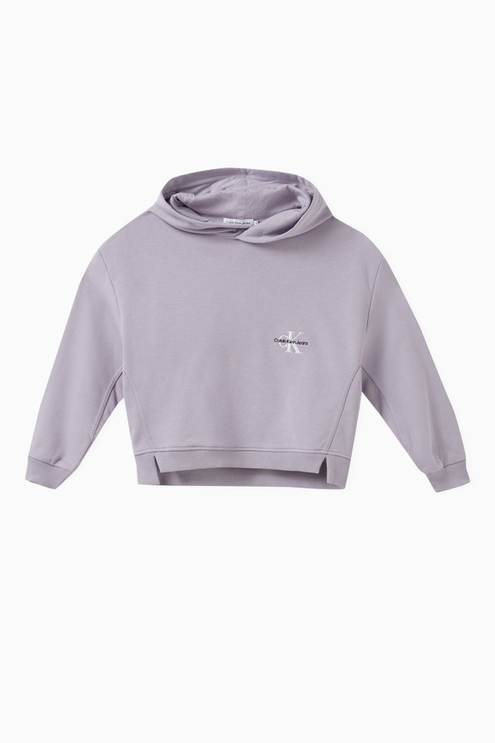 

Relaxed Logo Hoodie in Organic Cotton Terry Blend, Purple