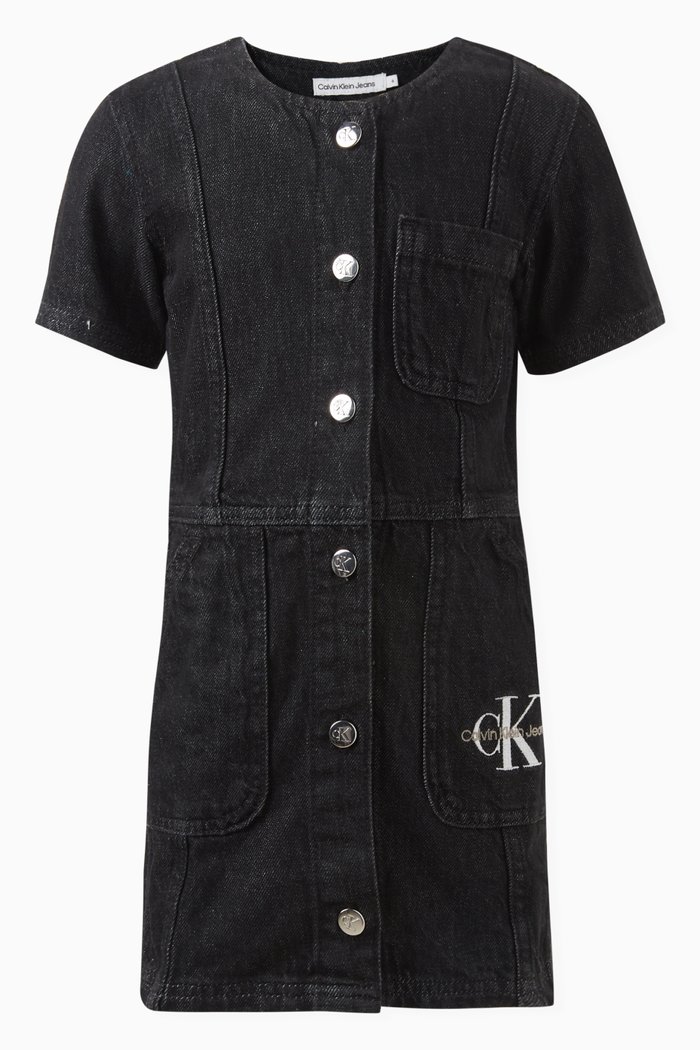 

Logo Dress in Denim, Black