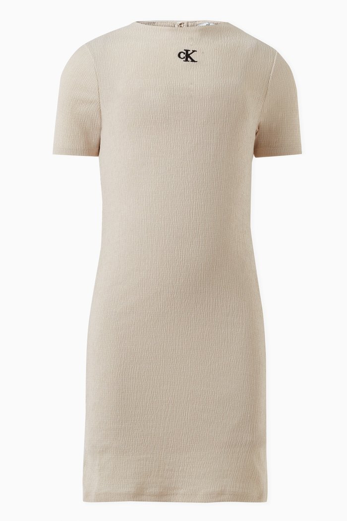 

Logo Embroidered Dress, Neutral