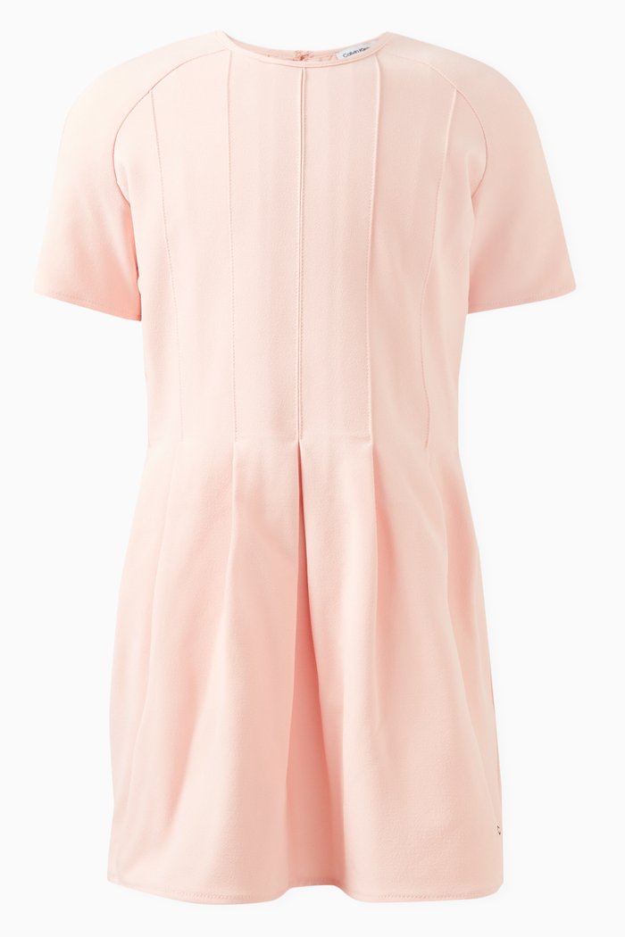 

Pleated Ceremony Dress in Cotton Blend, Orange