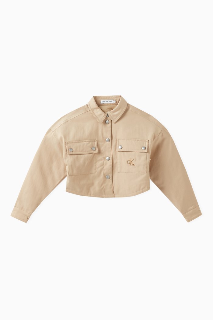 

Logo-embroidered Cropped Jacket in Lyocell, Neutral