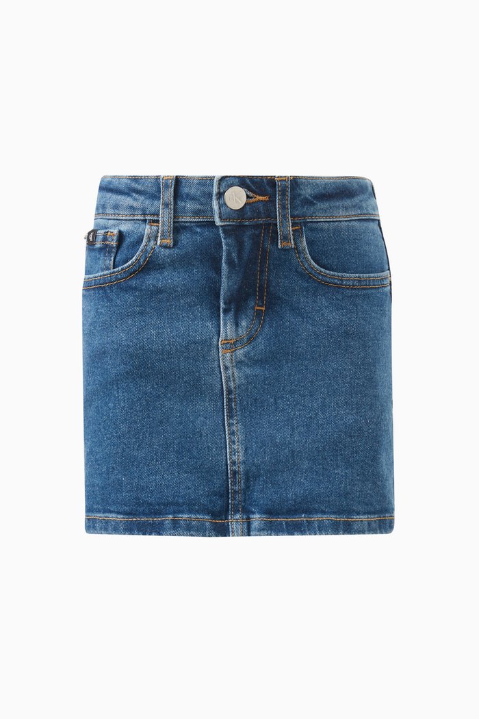 

Monogram Skirt in Denim Stretch, Blue