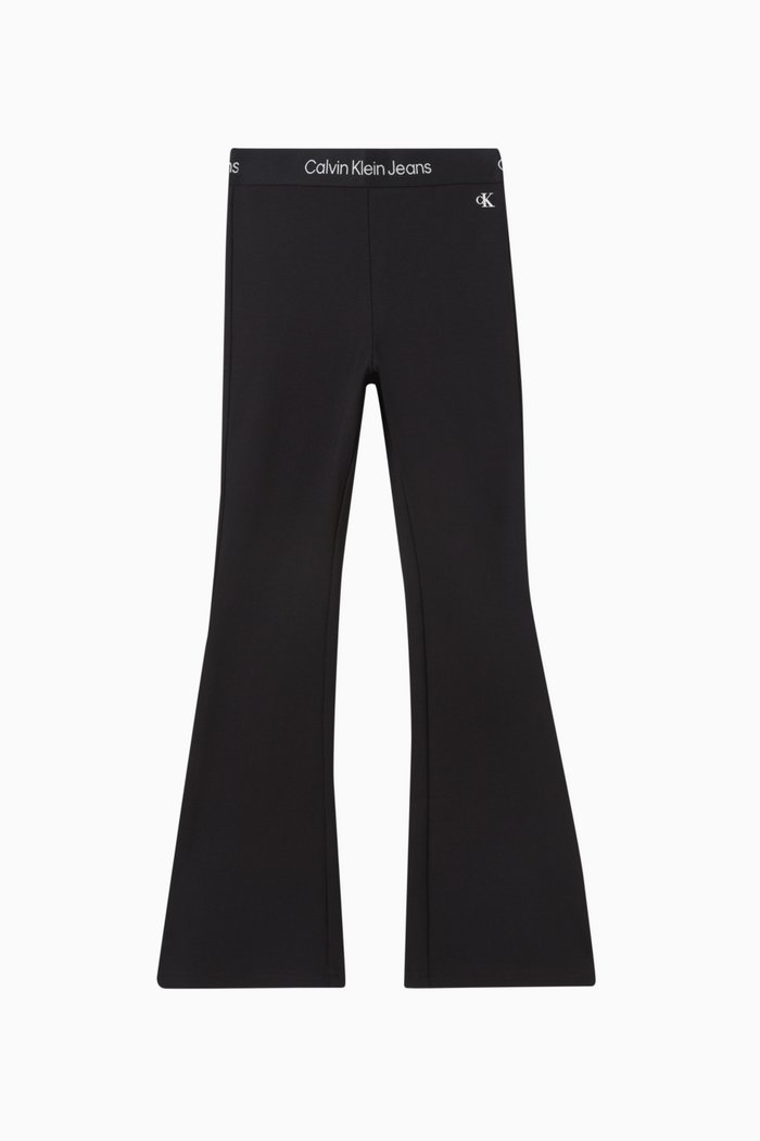 

Logo-print Flared Pants in Viscose-blend, Black