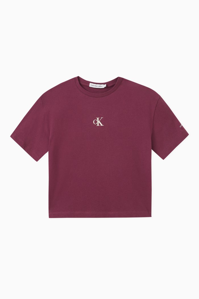 

Logo-Print Boxy-Fit T-shirt in Cotton, Purple