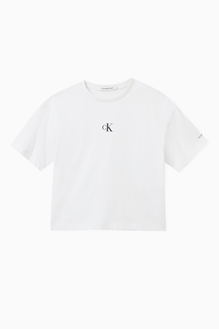 

Logo-Print Boxy-Fit T-shirt in Cotton, White