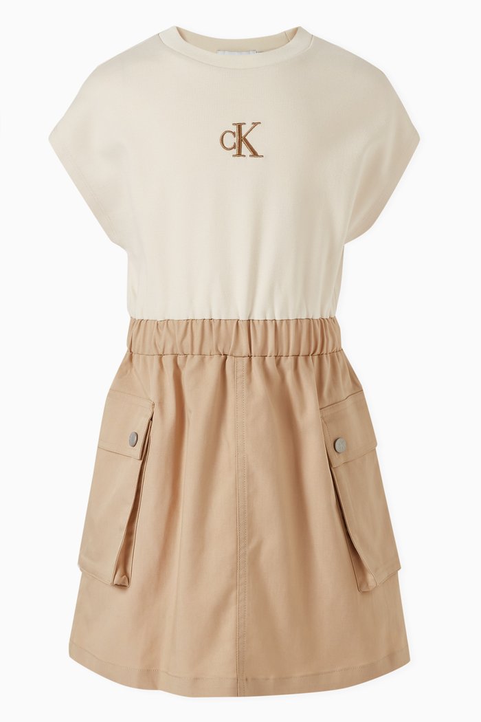 

Logo-embroidered Pocket Dress in Lyocell-blend, Neutral