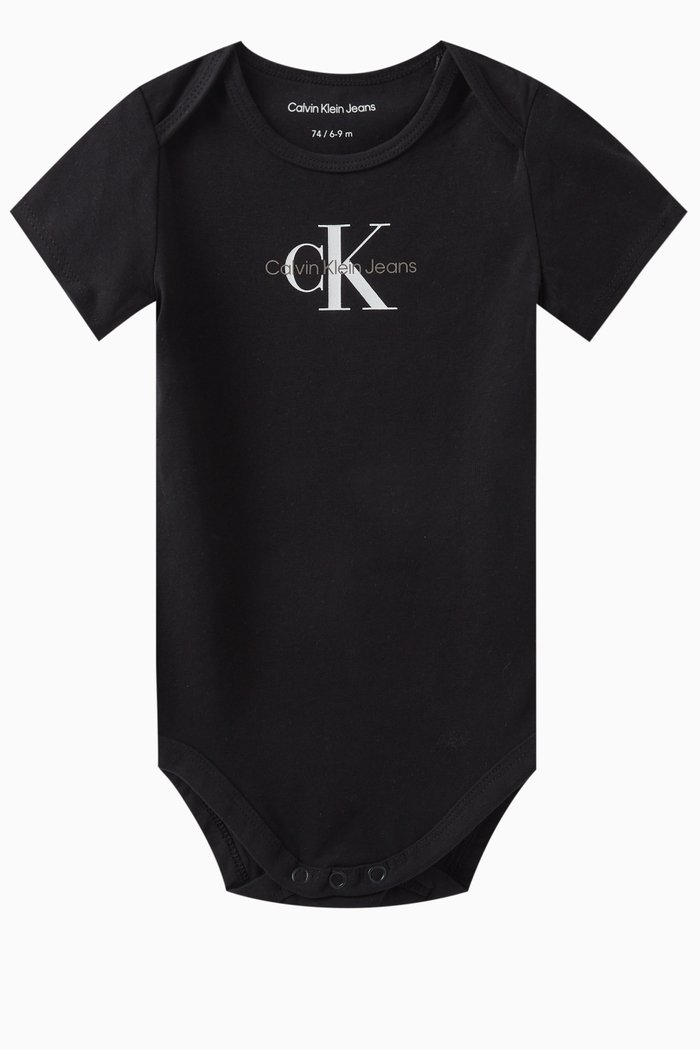 

Logo Bodysuit in Organic Cotton-blend Jersey, Black