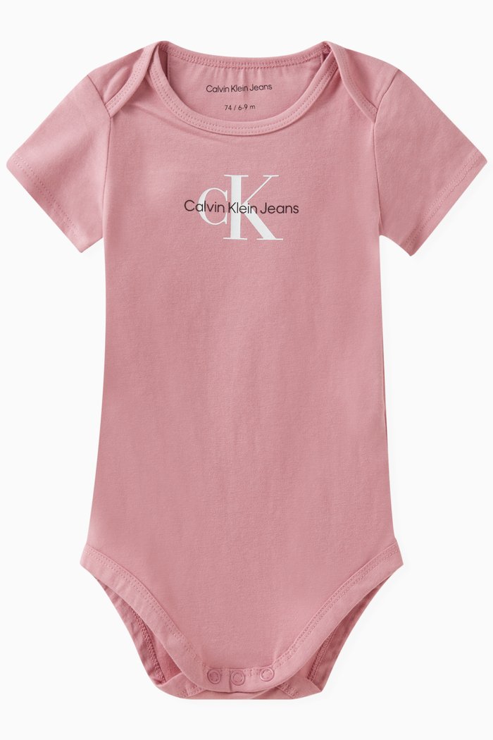 

Logo Bodysuit in Organic Cotton-blend Sersey, Pink