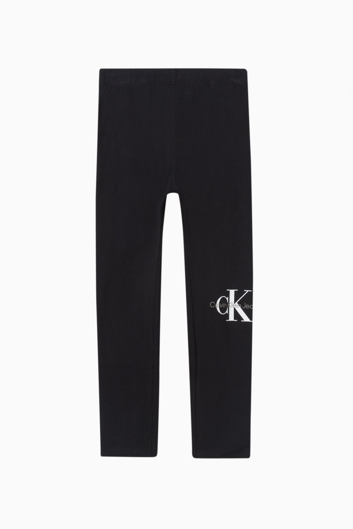 Logo-print Leggings in Cotton, Black
