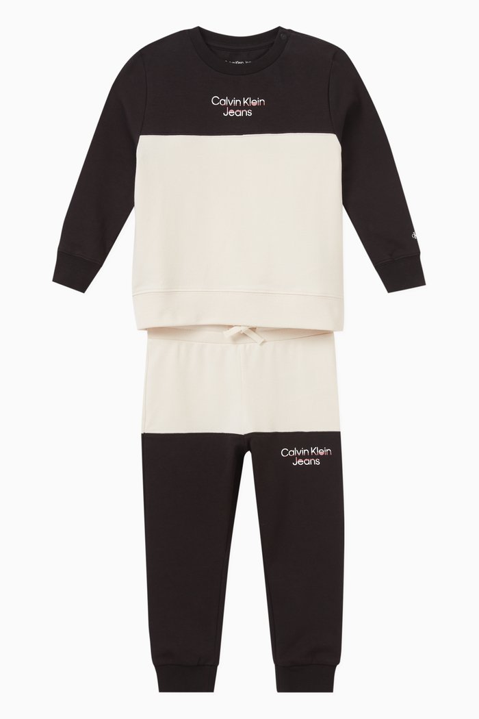 

Colourblock Tracksuit in Cotton-jersey, Black