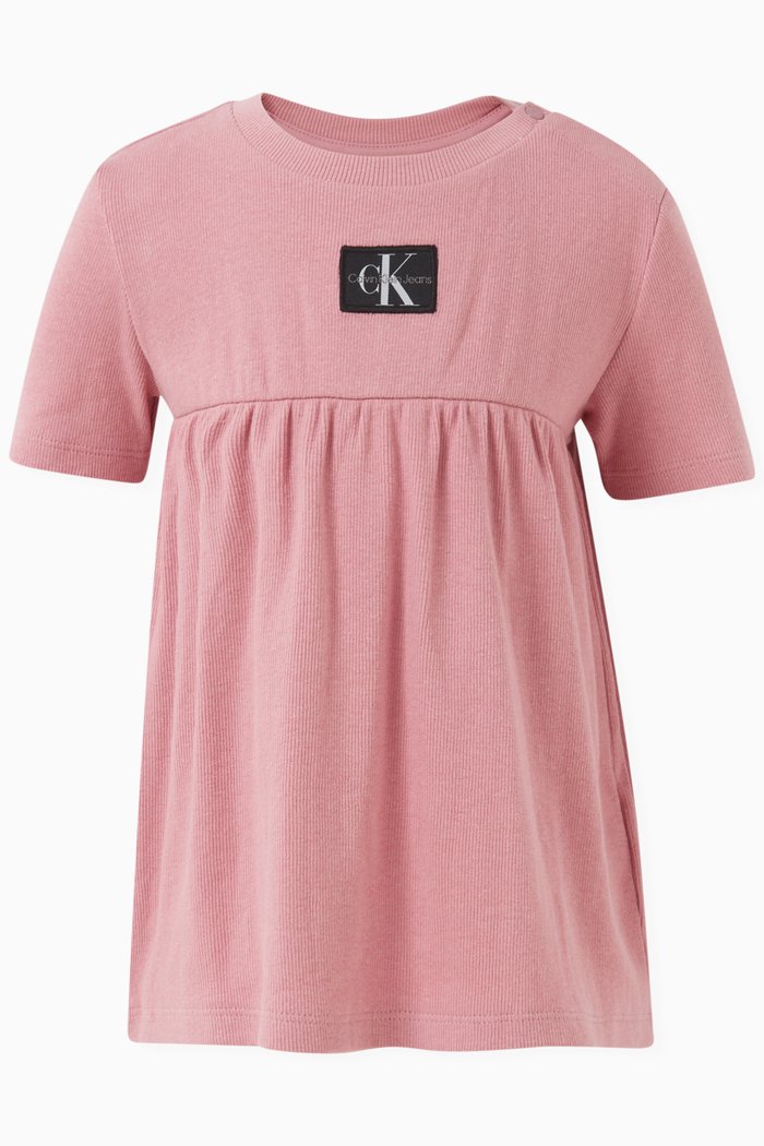 

Dress in Organic Cotton-blend Ribbed Jersey, Pink