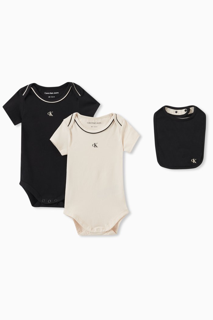 

Assorted Bodysuit & Bib Set in Cotton, Black