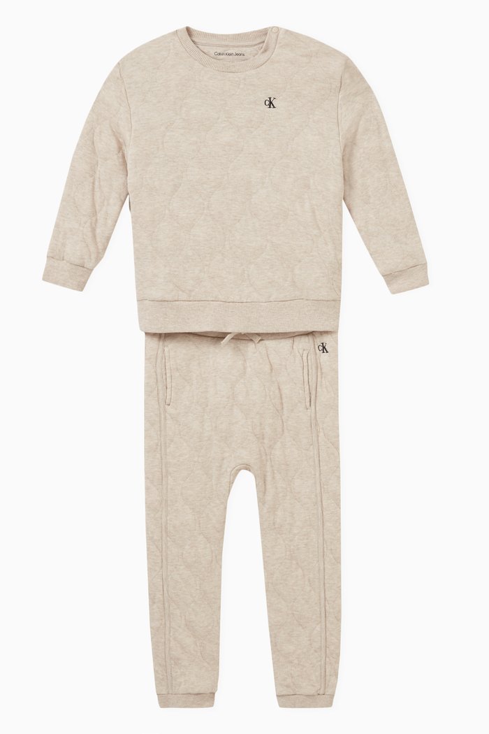 

Quilted Tracksuit in Cotton-jersey, Neutral