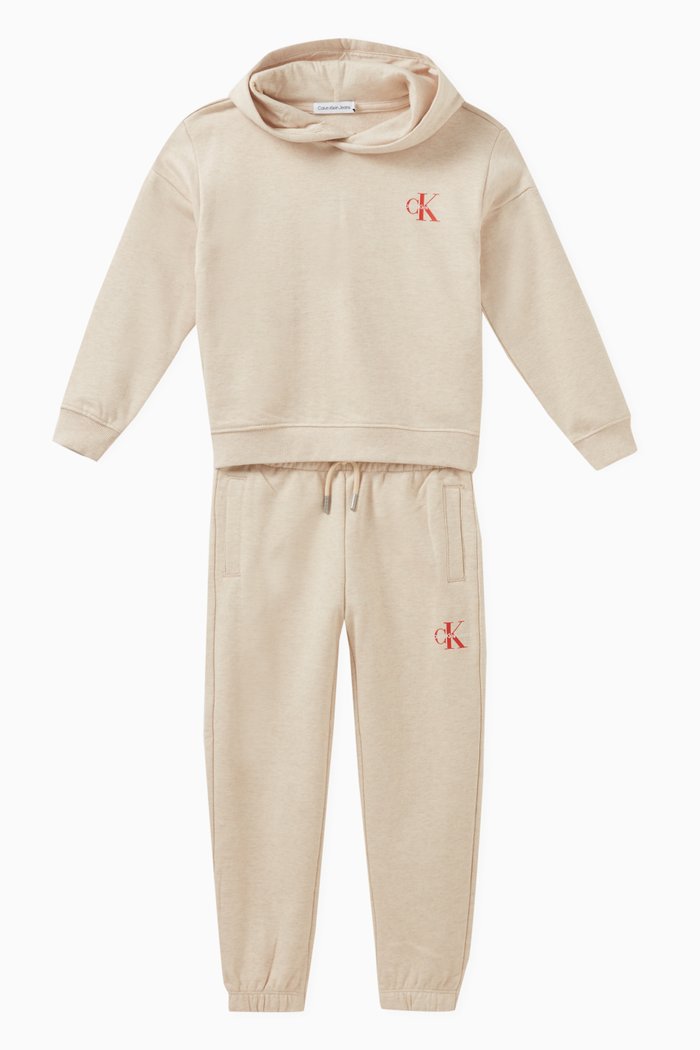 

Monogram Logo Tracksuit in Cotton, Neutral