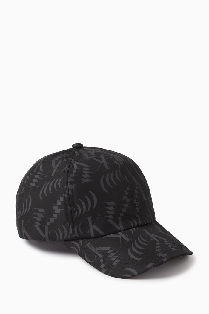 

CK Logo Baseball Cap in Gabardine, Black