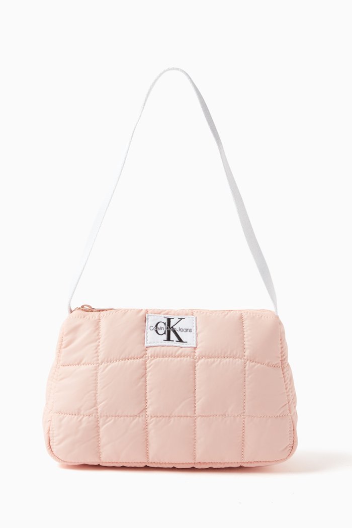 

Quilted Shoulder Bag in Recycled Nylon, Orange